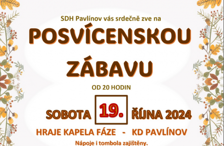 Posvícenská zábava 19.10.2024 v Pavlínově